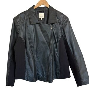 Sejour 100% Lamb Leather Moto Jacket Black Plus Size 18W